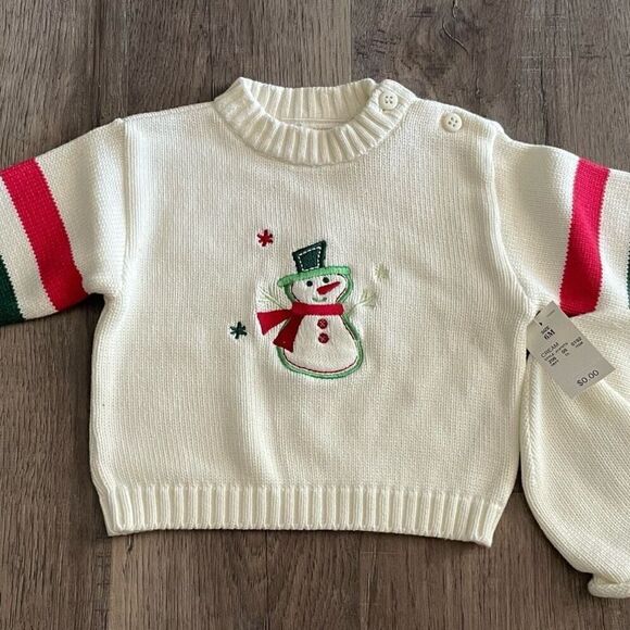 Vintage 2003 Celebrity Kids 6M Christmas Embroidered Snowman Sweater Hat NOS NWT - Picture 2 of 5